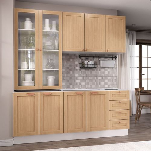 Cozinha Modulada 4 Peças sem Tampo 2 Armários Aéreos 2 Balcões Arizona CabeCasa MadeiraMadeira Figueira