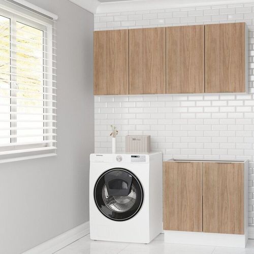 Conjunto Lavanderia Modulada 3 Peças sem Tampo com Rodapé Ipanema CabeCasa MadeiraMadeira Acácia