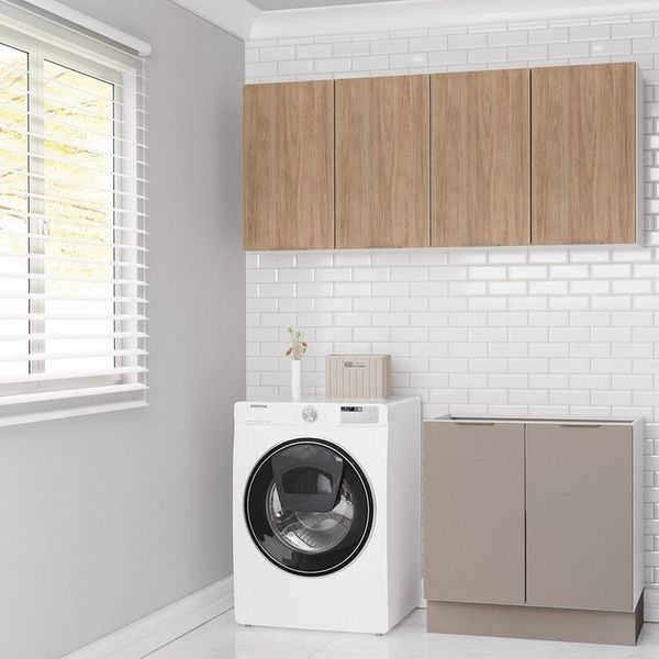 Conjunto Lavanderia Modulada 3 Peças sem Tampo com Rodapé Ipanema CabeCasa MadeiraMadeira Fendi/Acácia