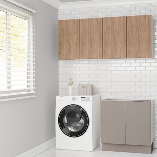 Conjunto Lavanderia Modulada 3 Peças sem Tampo com Rodapé Ipanema CabeCasa MadeiraMadeira Fendi/Acácia