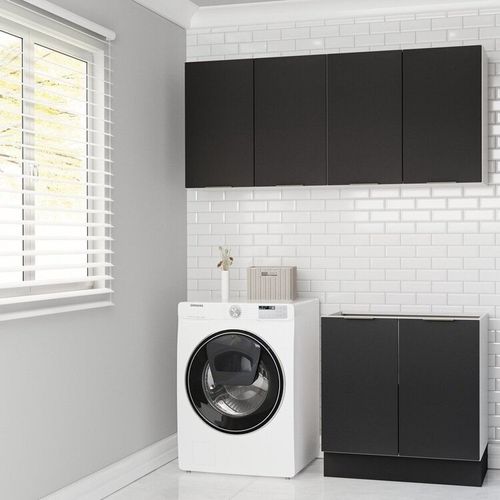 Conjunto Lavanderia Modulada 3 Peças sem Tampo com Rodapé Ipanema CabeCasa MadeiraMadeira Grafite Trama