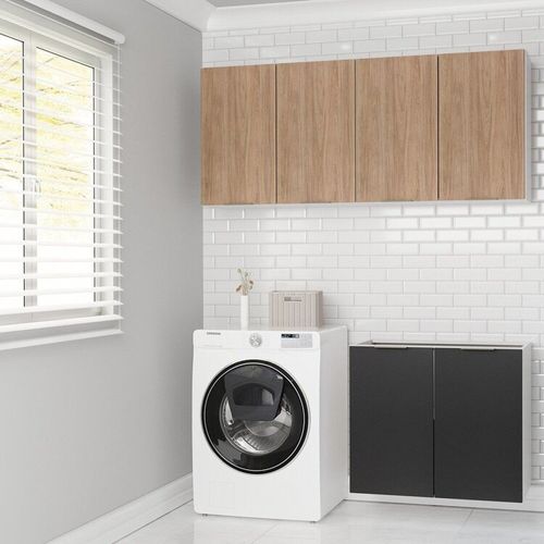Conjunto Lavanderia Modulada 3 Peças sem Tampo sem Rodapé Ipanema CabeCasa MadeiraMadeira Grafite Trama/Acácia
