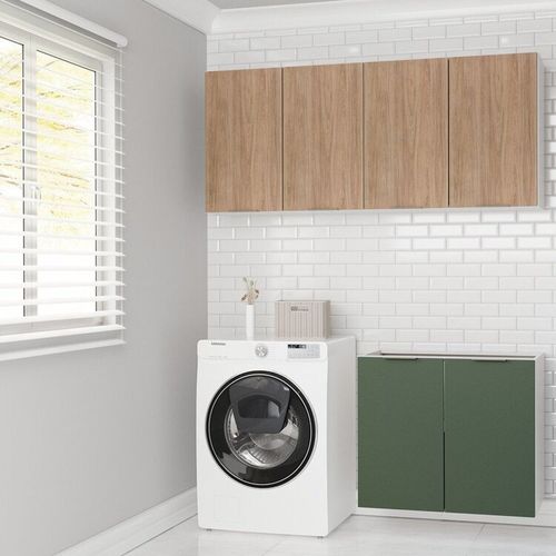 Conjunto Lavanderia Modulada 3 Peças sem Tampo sem Rodapé Ipanema CabeCasa MadeiraMadeira Verde Folha/Acácia