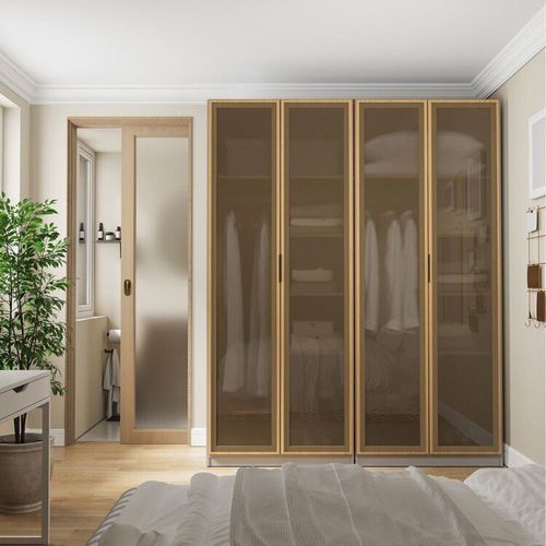 Guarda Roupa Modulado 2 Peças 4 Portas Jade CabeCasa MadeiraMadeira Cinza Urbano/Avelã