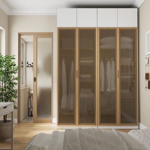 Guarda Roupa Modulado 4 Peças 8 Portas Jade CabeCasa MadeiraMadeira Branco Fosco/Avelã