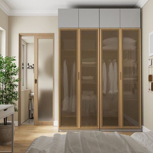 Guarda Roupa Modulado 4 Peças 8 Portas Jade CabeCasa MadeiraMadeira Cinza Urbano/ Avelã
