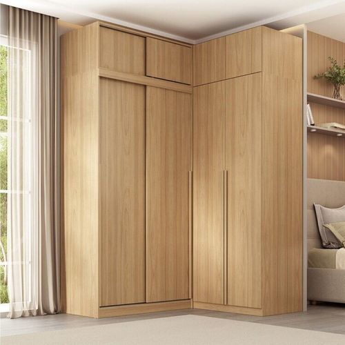Guarda Roupa Modular de Canto 4 Peças 8 Portas com 4 Portas de Correr Jade Cabecasa Madeiramadeira Avelã