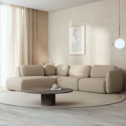 Sofá Modular 4 Lugares com Sumiê Orla 275cm Cabecasa MadeiraMadeira Bege Areia Areia