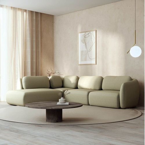 Sofá Modular 4 Lugares com Sumiê Orla 315cm Cabecasa MadeiraMadeira Verde Água Verde Água