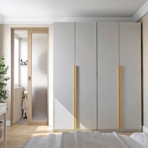Guarda Roupa Casal Modulado 2 Peças 4 Portas Jade CabeCasa MadeiraMadeira Cinza Urbano