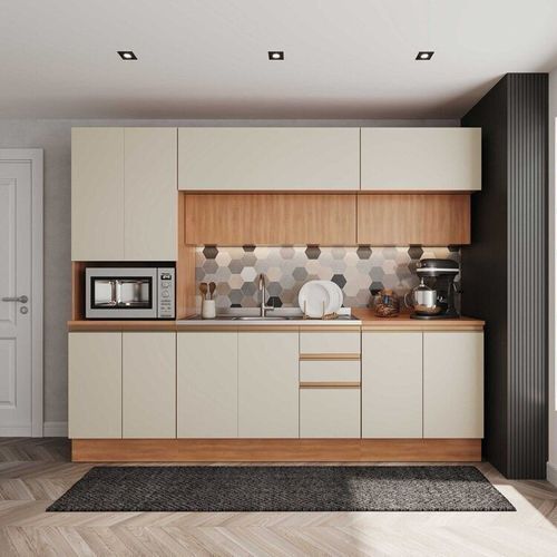 Cozinha Modulada 5 Peças Armários Balcões e Torre Quente Aroeira Cabecasa Madeiramadeira Cinza Sereno