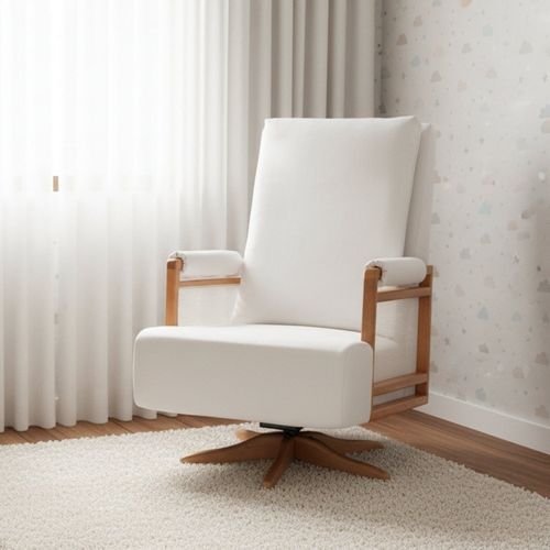 Poltrona de Amamentação Giratória e Balanço Mila Bege Off White Off White