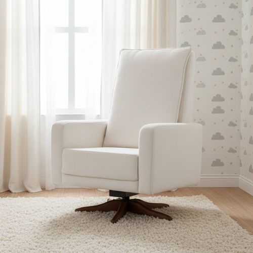 Poltrona de Amamentação Giratória e Balanço Constance Bege Off White Off White