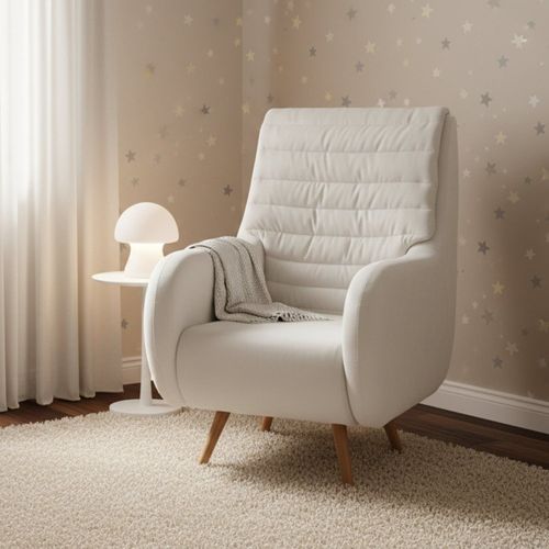 Poltrona de Amamentação Pés Madeira Zen Branco Branco