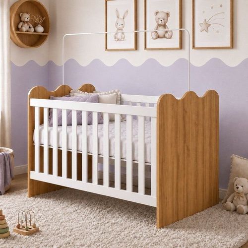 Berço Mini Cama 100% MDF Ternura Tigus Baby Branco Amadeirado
