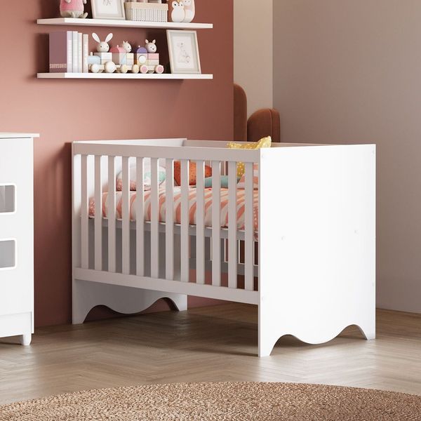 Berço Mini Cama 132,4X72,5cm 100% MDF Lua Branco