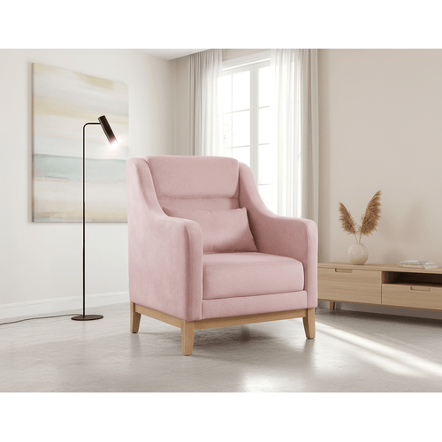 Poltrona Encosto Alto Veludo Áquila Rosa Rosa
