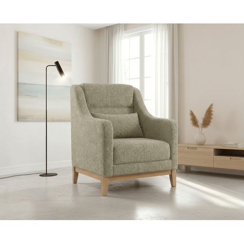 Poltrona Encosto Alto Bouclé Áquila Verde Verde