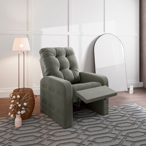 Poltrona Reclinável Do Papai Em Suede Yescasa Cinza
