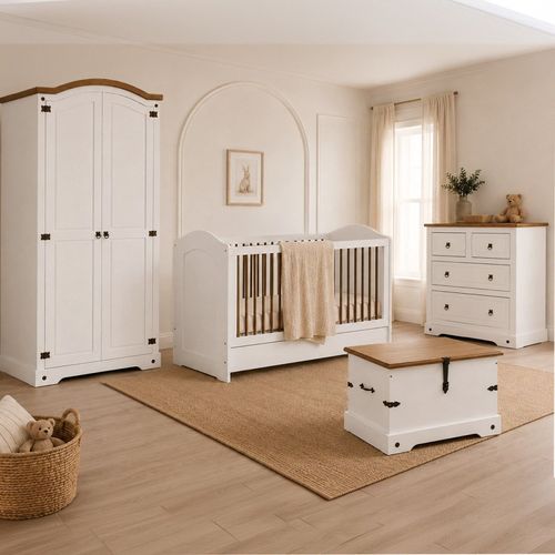Quarto Baby Compacto Smile com Baú Creme/Carvavlho
