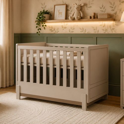 Berço 2 em 1 Multifuncional MDF Linha Afeto Areia/Rose