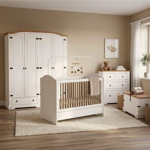 Quarto para Bebê Completo 4 Peças Creme/Carvalho