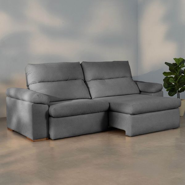 Sofá Retrátil e Reclinável 250cm Botero CabeCasa MadeiraOriginals Cinza Cinza