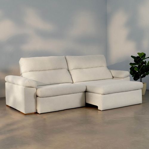 Sofá Retrátil e Reclinável 290cm Botero CabeCasa MadeiraOriginals Branco Off White Off White