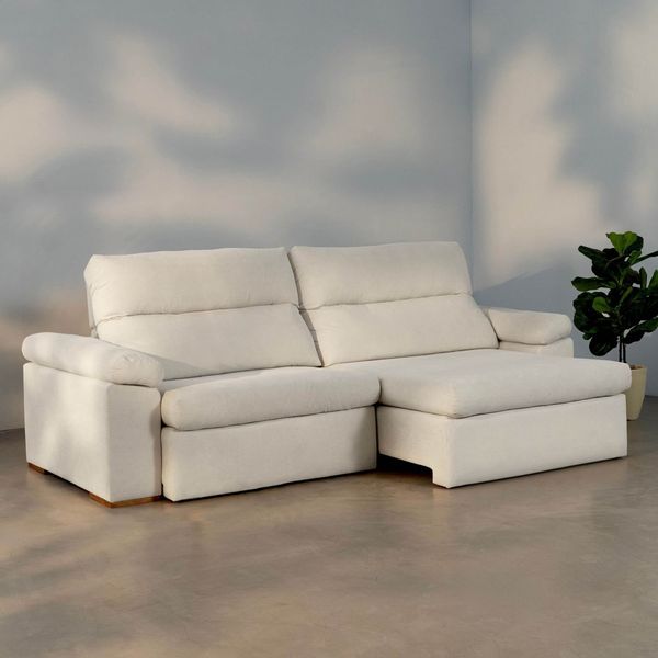 Sofá Retrátil e Reclinável 290cm Botero CabeCasa MadeiraOriginals Branco Off White Off White