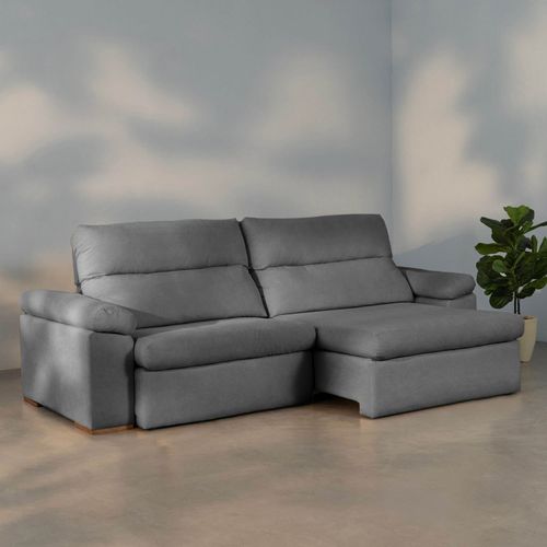 Sofá Retrátil e Reclinável 290cm Botero CabeCasa MadeiraOriginals Cinza Cinza