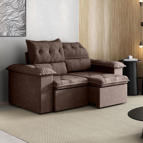 Sofá Retrátil e Reclinável 3 Lugares Suede Marrom Cupuaçu 200cm CabeCasa MadeiraOriginals Marrom