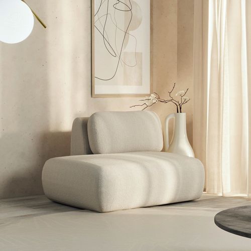 Sofá Modular Sumiê 80cm Esquerdo Orla CabeCasa MadeiraOriginals Bege Espuma do Mar Espuma do Mar