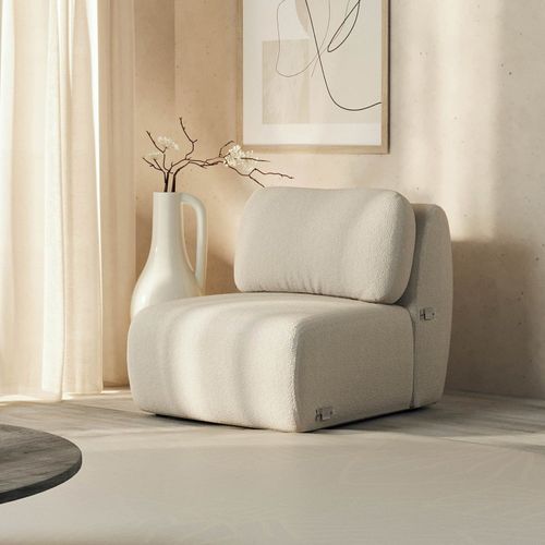 Sofá Modular 80cm sem Braço Orla CabeCasa MadeiraOriginals Bege Espuma do Mar Espuma do Mar