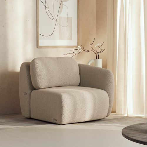 Sofá Modular 80cm com Braço Direito Orla CabeCasa MadeiraOriginals Dourado Areia Areia