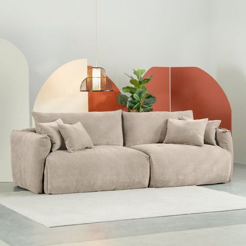 Sofá 2 Lugares 240cm Comfy CabeCasa MadeiraOriginals Bege Claro Bege Claro