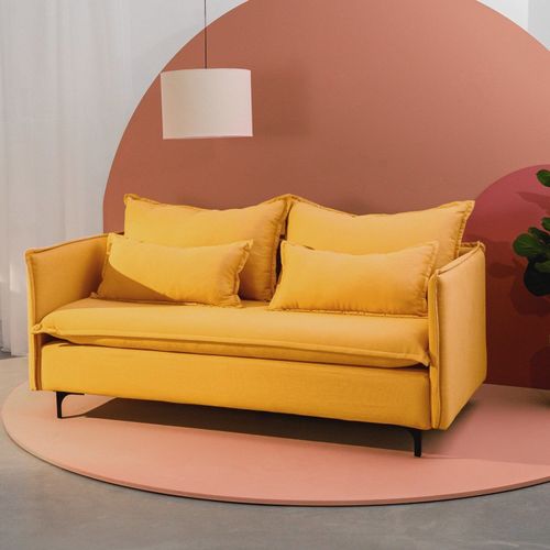 Sofá Modular 2 Lugares Pé Metal Sôma CabeCasa MadeiraOriginals Amarelo Mostarda Mostarda