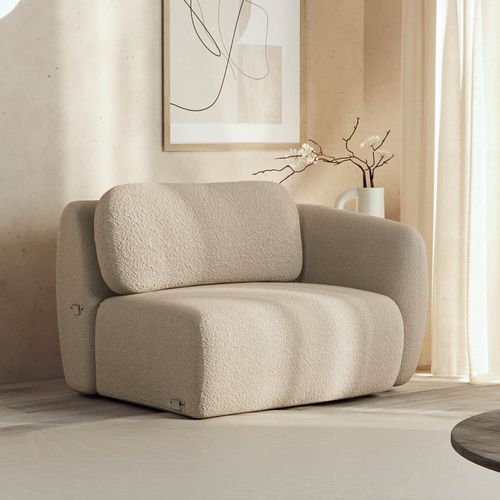Sofá Modular 100cm com Braço Direito Orla CabeCasa MadeiraOriginals Dourado Areia Areia