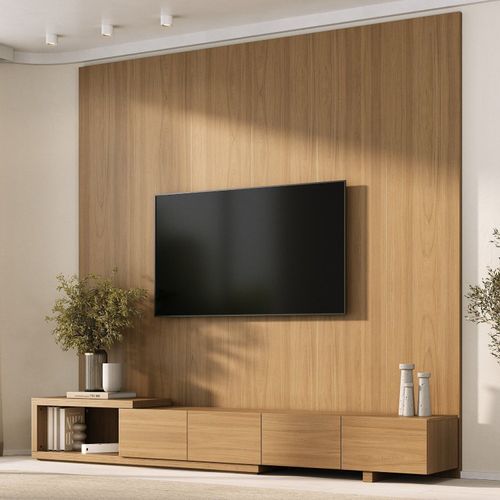 Rack Extensível com Painel TV 86 Polegadas Planejado 240x230cm Aruá CabeCasa MadeiraOriginals Marr Jatoba