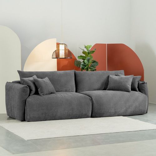 Sofá 2 Lugares 260cm Comfy CabeCasa MadeiraOriginals Cinza Grafite Grafite