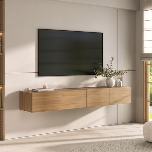 Rack Suspenso para TV até 75 Polegadas Planejado 180cm Aruá CabeCasa MadeiraOriginals Marrom Jatob Jatoba