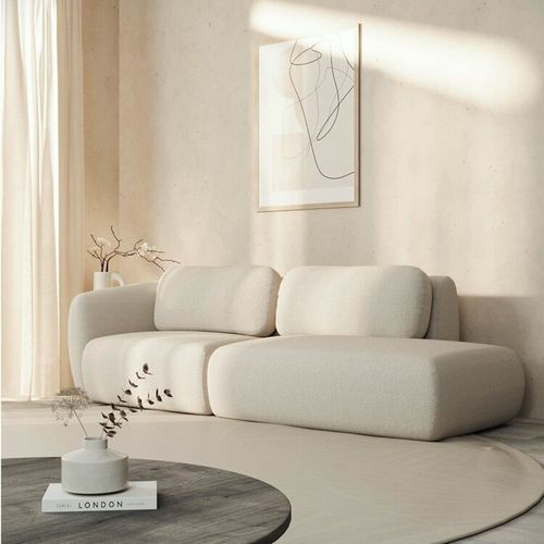 Sofá Modular 2 Lugares Com Sumiê Orla CabeCasa MadeiraOriginals Bege Espuma Do Mar Espuma do Mar