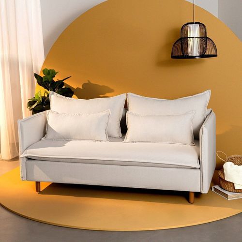 Sofá Modular 2 Lugares Pé Madeira Sôma CabeCasa MadeiraOriginals Bege Natural Natural