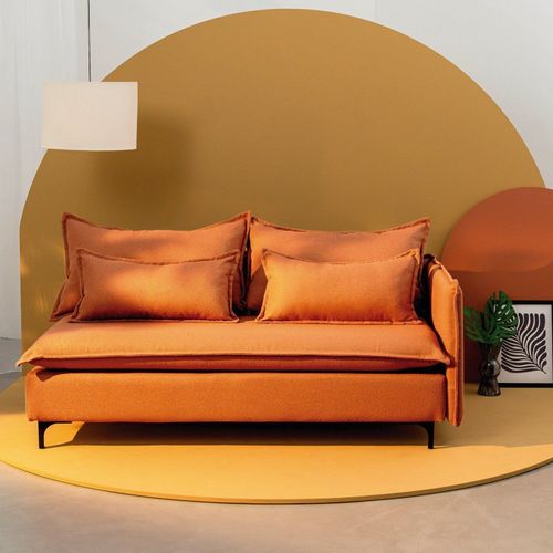 Sofá Modular 2 Lugares Braço Lateral com Pé Metal Sôma CabeCasa MadeiraOriginals Marrom Mocha Mousse Mocha Mousse