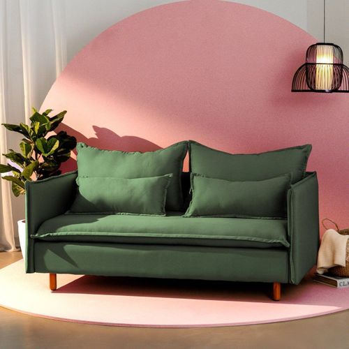 Sofá Modular 2 Lugares Pé Madeira Sôma CabeCasa MadeiraOriginals Verde Verde