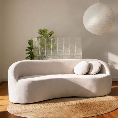 Sofá 3 Lugares Orgânico 200cm Fava CabeCasa MadeiraOriginals Branco Offwhite OFFWHITE