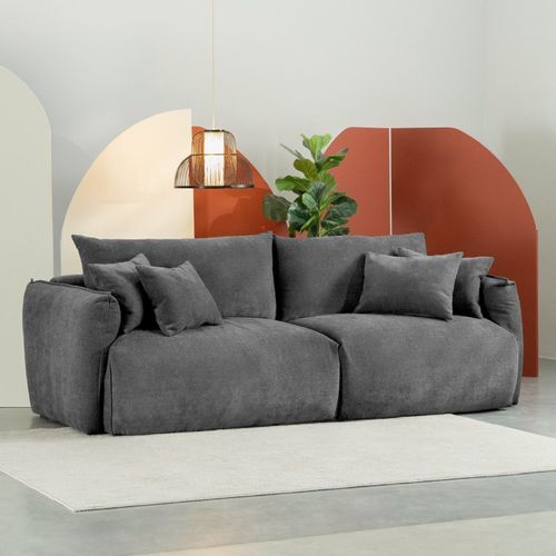 Sofá 2 Lugares 220cm Comfy CabeCasa MadeiraOriginals Cinza Grafite Grafite