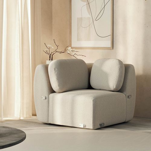 Sofá Modular de Canto Orla CabeCasa MadeiraOriginals Bege Espuma do Mar Espuma do Mar