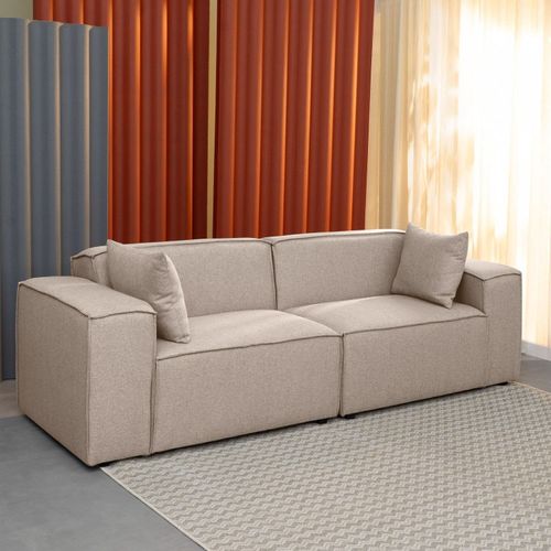 Sofá 2 Lugares 220cm Baobá CabeCasa MadeiraOriginals Bege Linho Avelã Linho Avelã