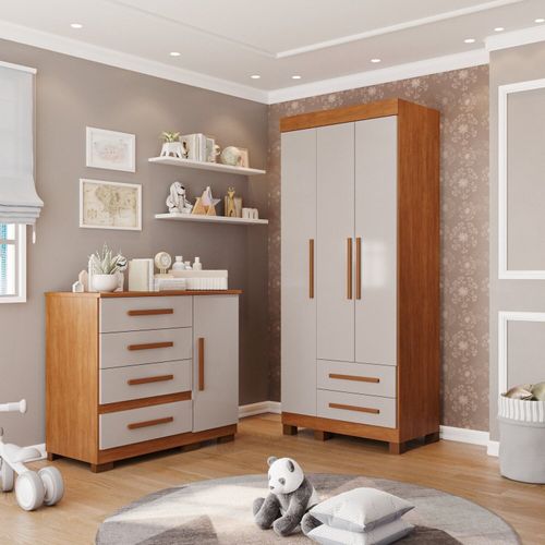 Conjunto Quarto Infantil 2 Peças Aurora Espresso Móveis Marrom/Cinamomo/Off White Cinamomo / Off White