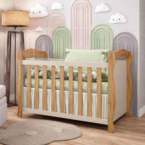 Berço Mini Cama 3 em 1 Americano 100% MDF Cocada Espresso Móveis Bege/Off White/Amêndoa OFF-WHITE/AMÊNDOA